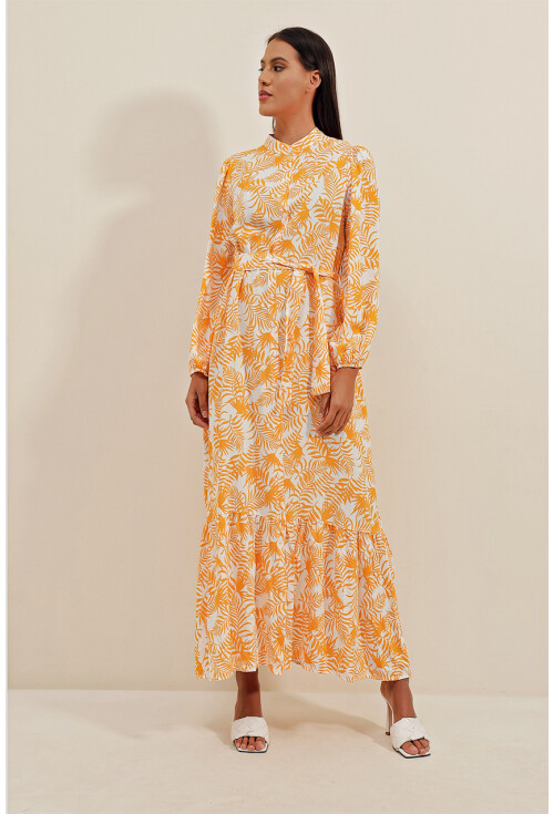 2158 Egzotik Desen Tesettür Elbise