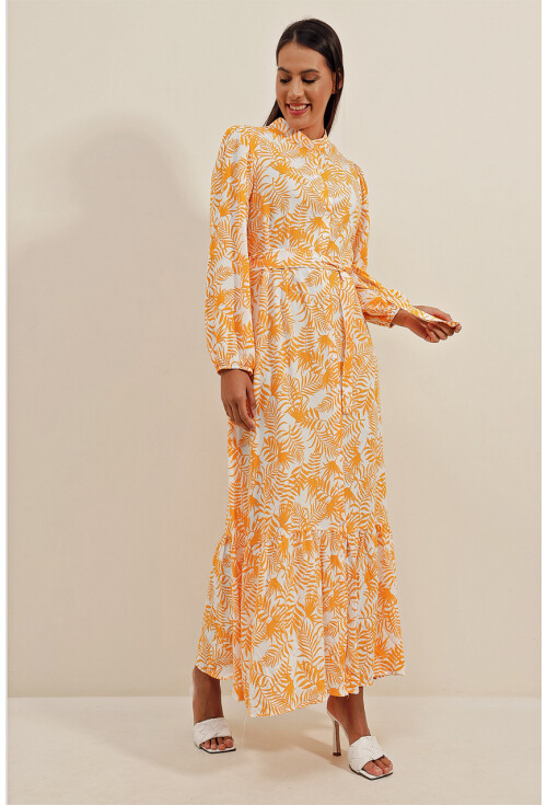 2158 Egzotik Desen Tesettür Elbise