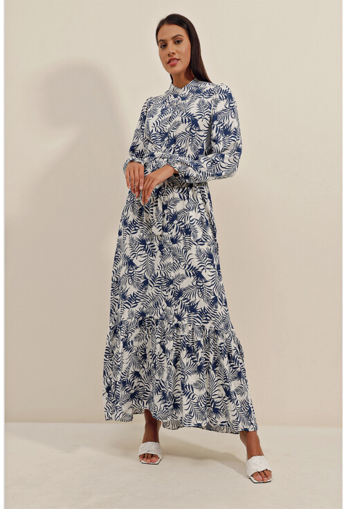 2158 Egzotik Desen Tesettür Elbise