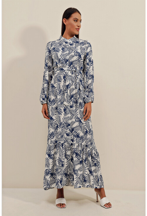 2158 Egzotik Desen Tesettür Elbise