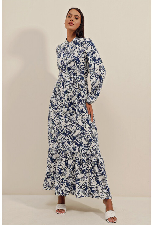 2158 Egzotik Desen Tesettür Elbise