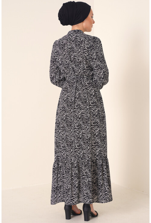 2158 Egzotik Desen Tesettür Elbise