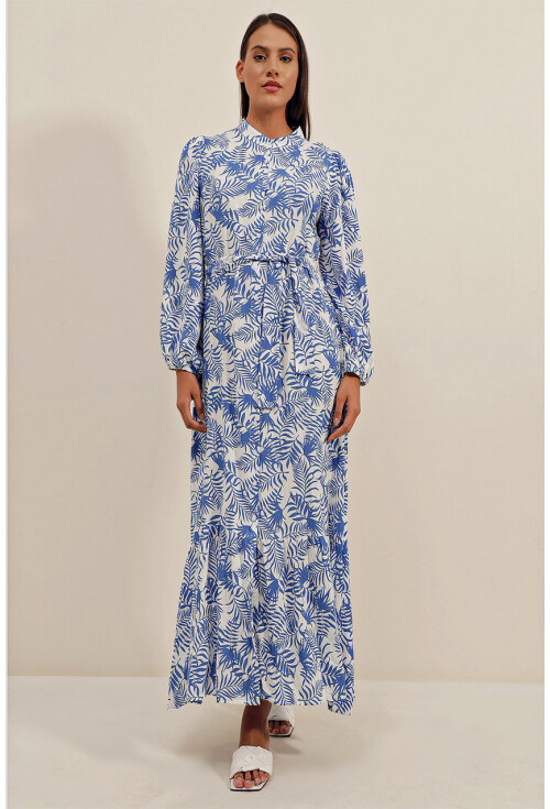 2158 Egzotik Desen Tesettür Elbise