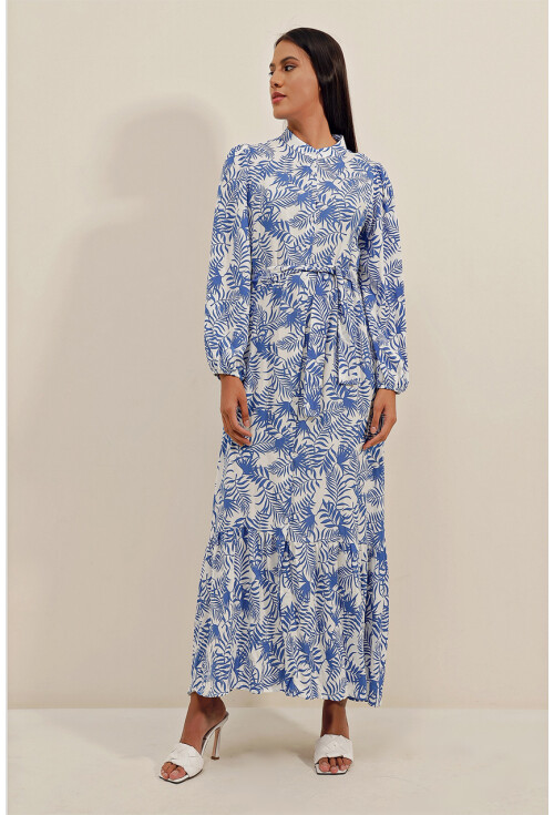 2158 Egzotik Desen Tesettür Elbise