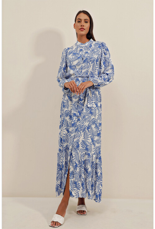 2158 Egzotik Desen Tesettür Elbise