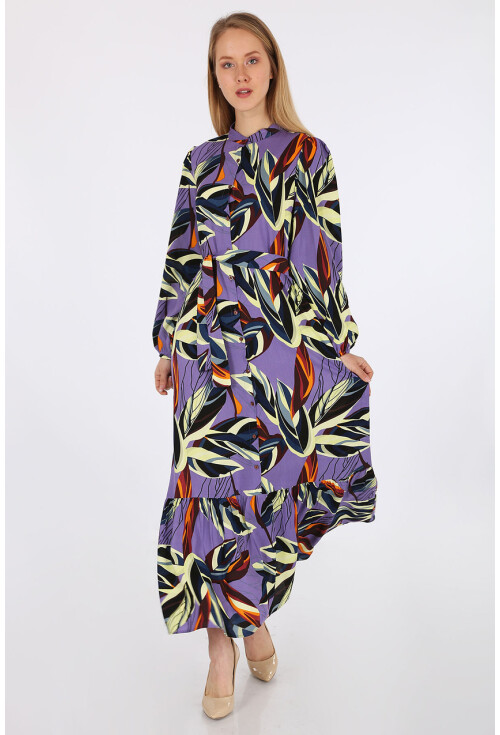 2158 Egzotik Desen Tesettür Elbise