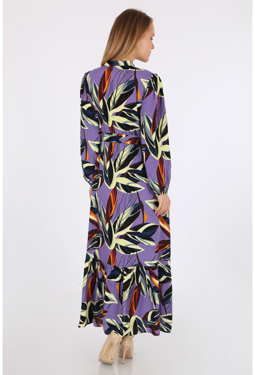 2158 Egzotik Desen Tesettür Elbise