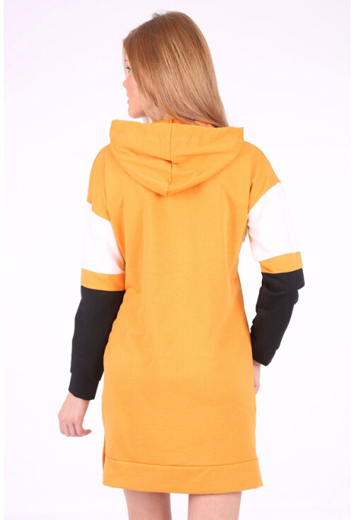2883 Kapşonlu Kolları Çizgili Sweatshırt