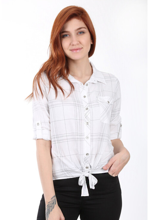 3617 Single Pocket Tie-Front Shirt