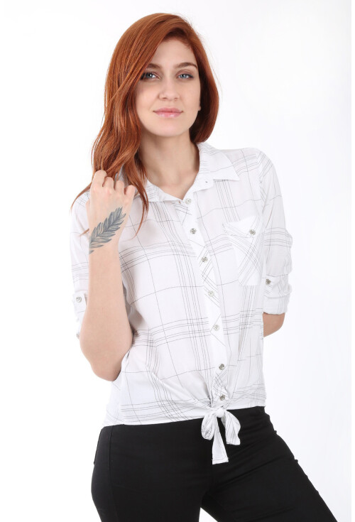 3617 Single Pocket Tie-Front Shirt