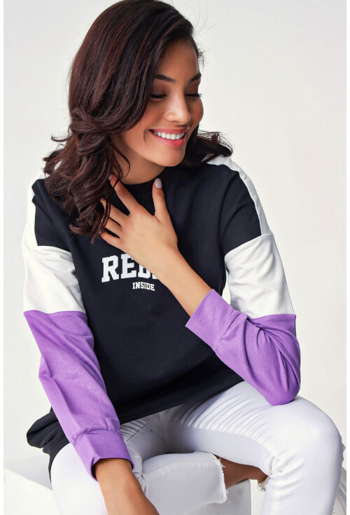 4242 Çok Renkli Rebel Baskılı Sweat Elbise