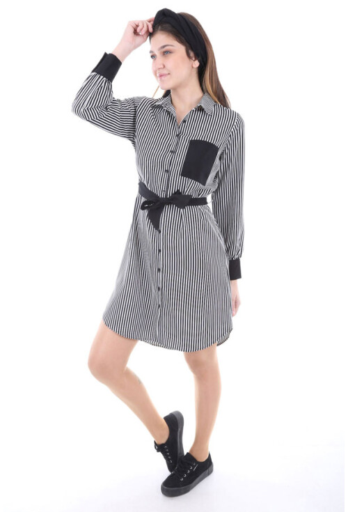 5688 Bel Kuşak Desenli Tunik