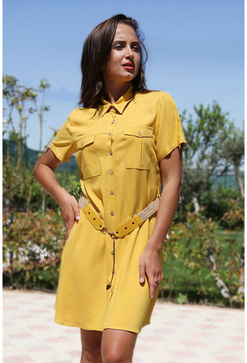 5724 Bel Kemer Çift Cepli Tunik