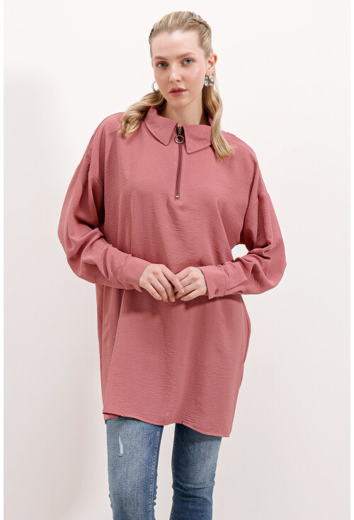 5917 Zippered Oversized Tunic