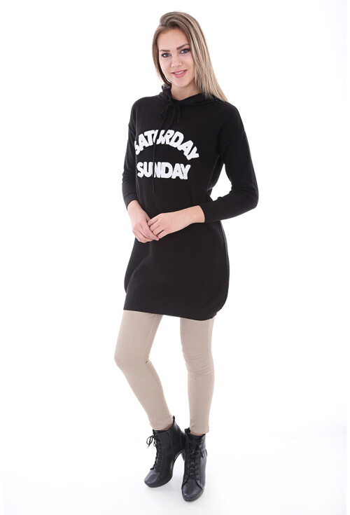 15604 Kapşonlu Triko Tunik