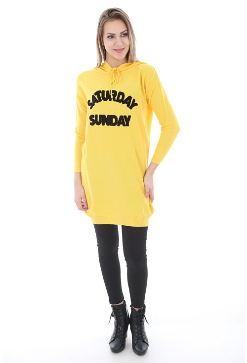 15604 Kapşonlu Triko Tunik