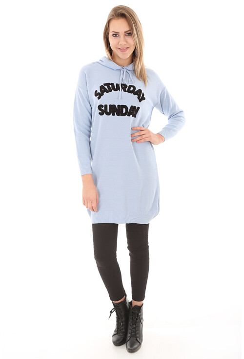 15604 Kapşonlu Triko Tunik