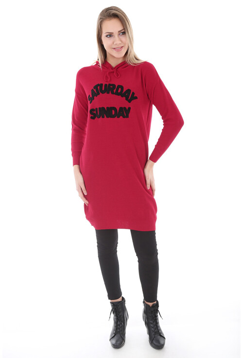 15604 Kapşonlu Triko Tunik
