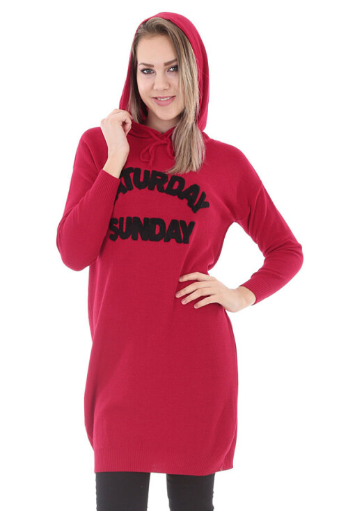 15604 Kapşonlu Triko Tunik