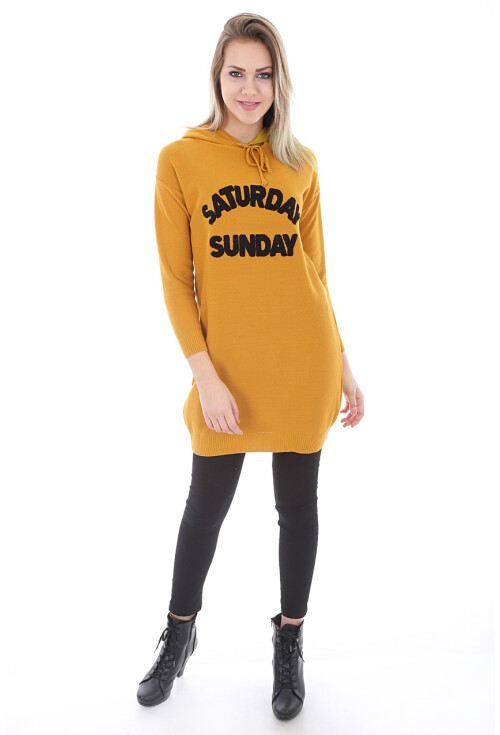 15604 Kapşonlu Triko Tunik