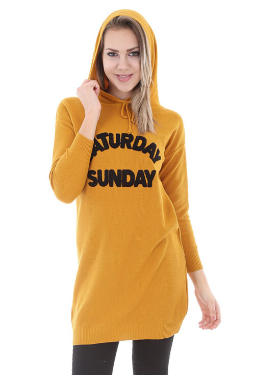 15604 Kapşonlu Triko Tunik