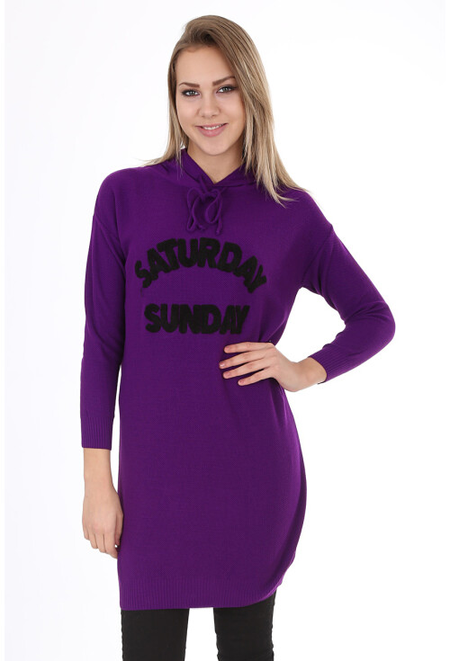 15604 Kapşonlu Triko Tunik