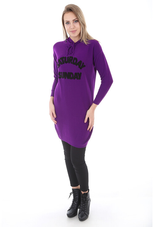15604 Kapşonlu Triko Tunik