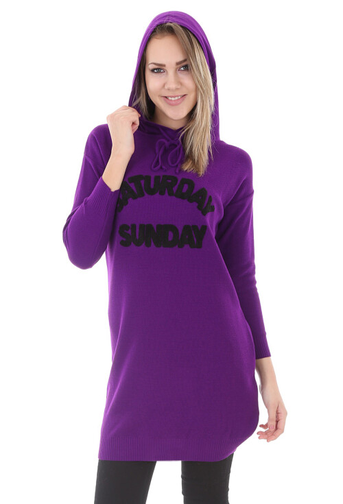 15604 Kapşonlu Triko Tunik