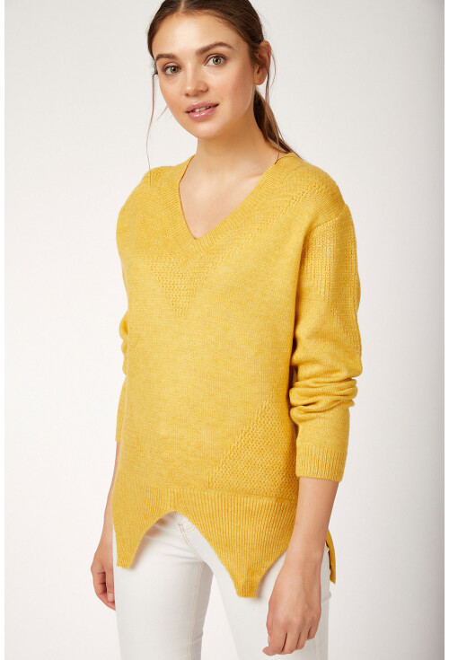 15739 V Yaka Desenli Triko Kazak