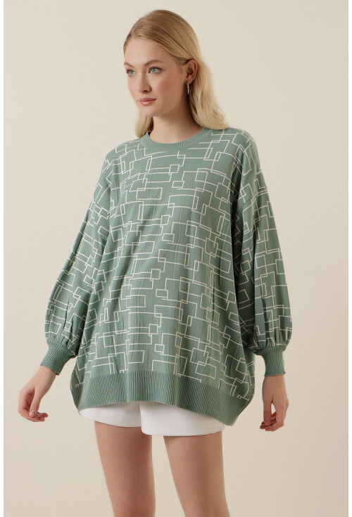15790 Desenli Oversize Kazak