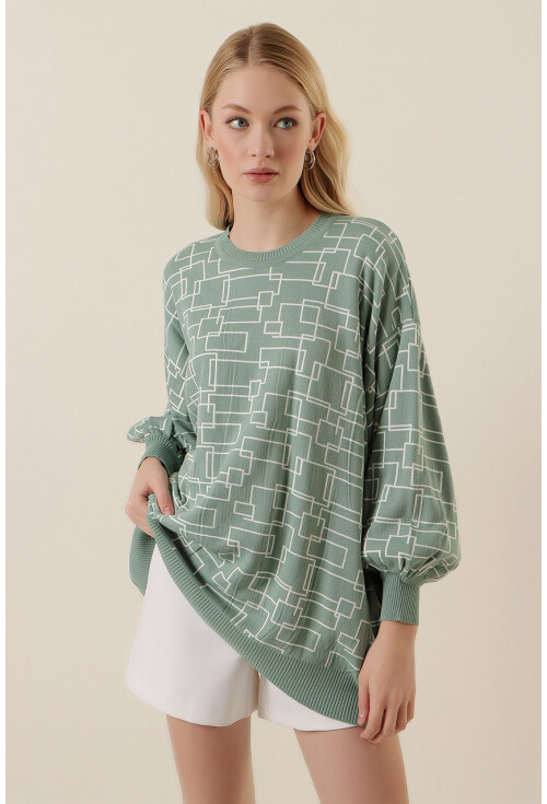 15790 Desenli Oversize Kazak