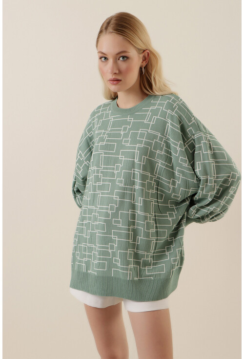 15790 Desenli Oversize Kazak