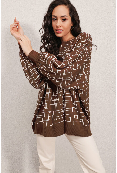 15790 Desenli Oversize Kazak