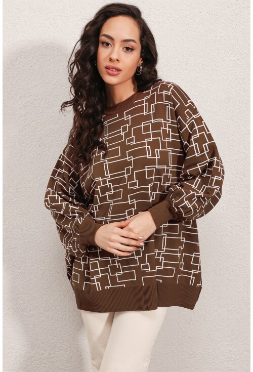 15790 Desenli Oversize Kazak