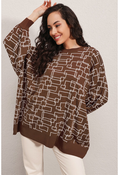 15790 Desenli Oversize Kazak