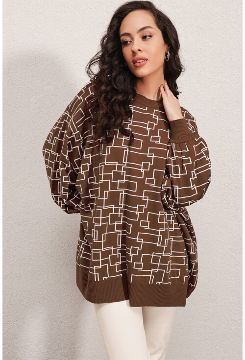 15790 Desenli Oversize Kazak