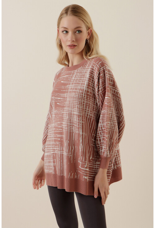 15790 Desenli Oversize Kazak