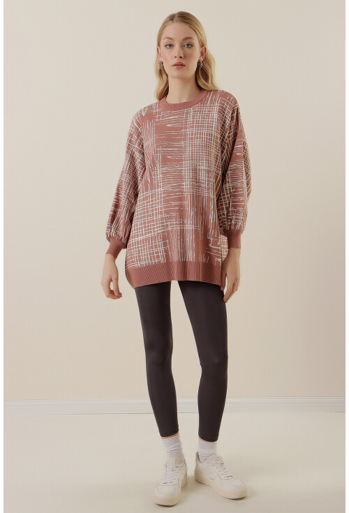 15790 Desenli Oversize Kazak