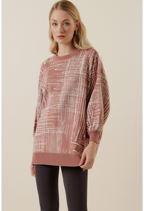 15790 Desenli Oversize Kazak