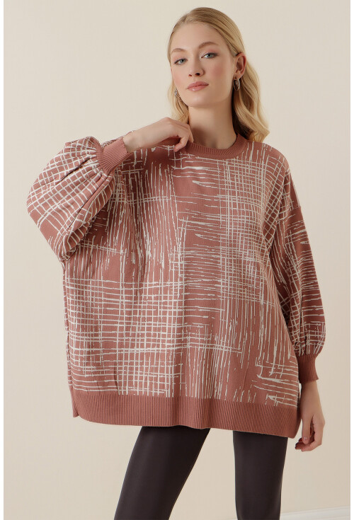 15790 Desenli Oversize Kazak
