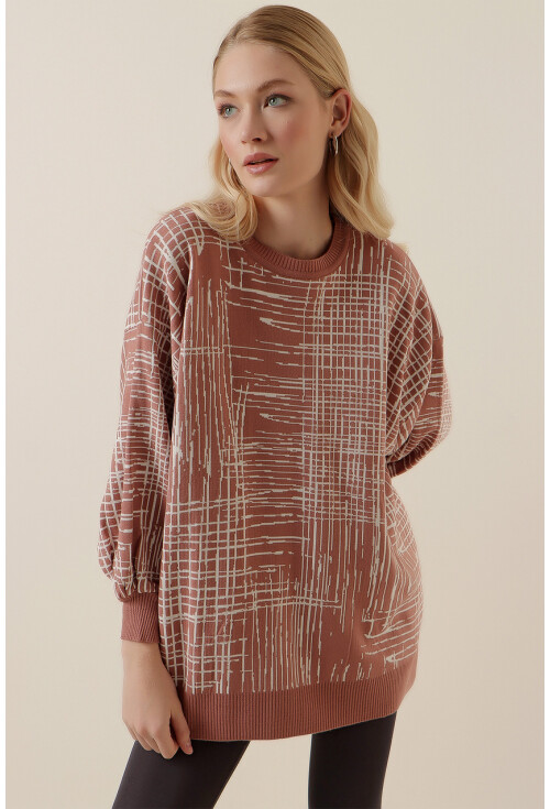15790 Desenli Oversize Kazak