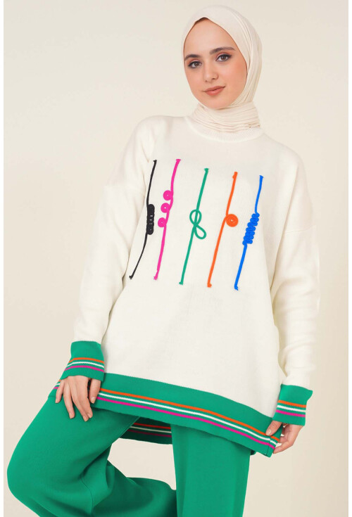 15793 Nakışlı Tesettür İkili Takım