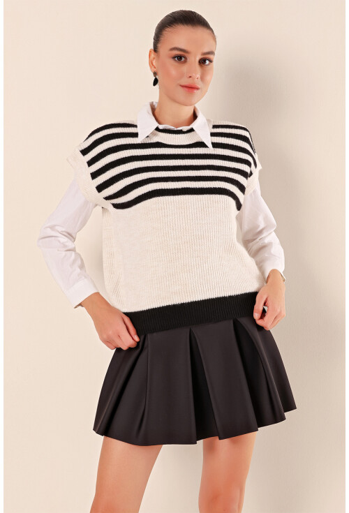 15830 Çizgili Triko Süveter