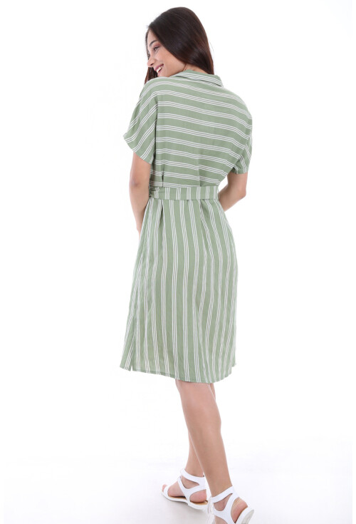 1662 Boydan Düğmeli Kısa Kol Elbise