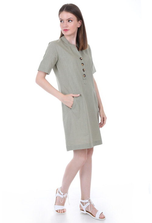 1665 Cepli Düğme Detaylı Elbise