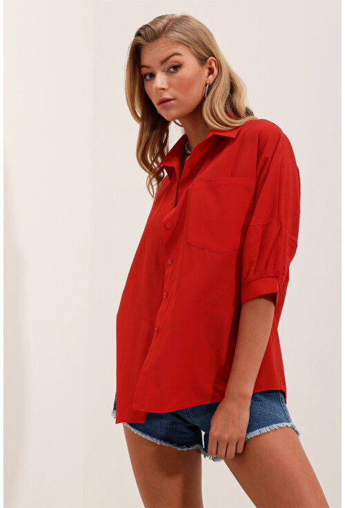 20213 Oversize Kısa Kol Basic Gömlek