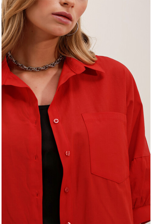 20213 Oversize Kısa Kol Basic Gömlek
