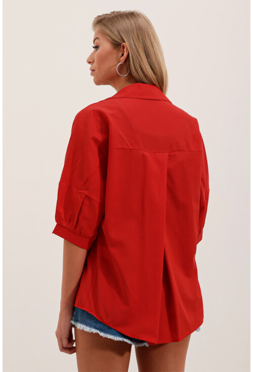 20213 Oversize Kısa Kol Basic Gömlek