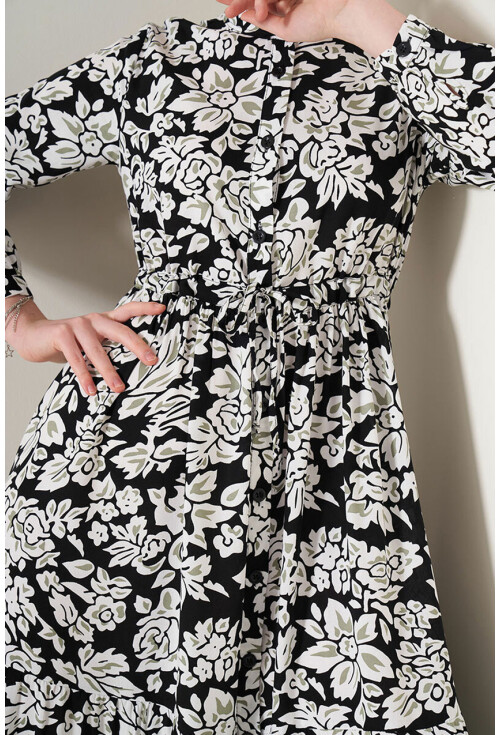 2144 Mandarin Collar Hijab Dress