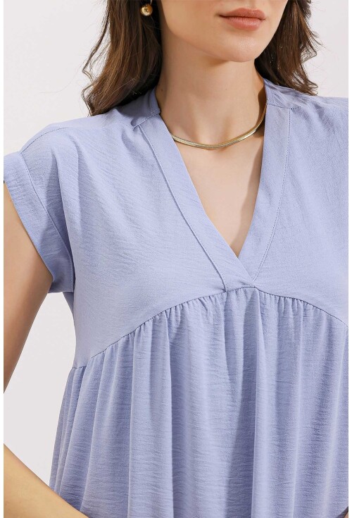 2398 V Yaka Volanlı Elbise